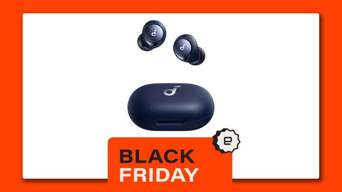 Anker Soundcore Space A40 earbuds with a Black Friday overlay.