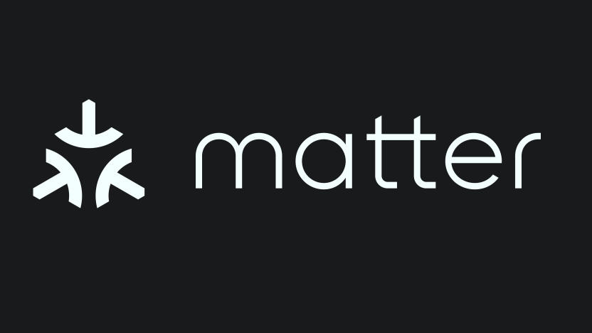 The logo of the Matter smart home standard, against a dark gray background.