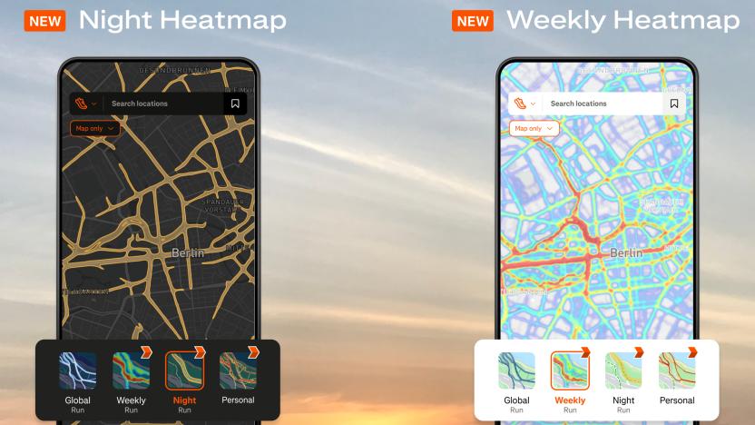 Strava night and weekly heatmap