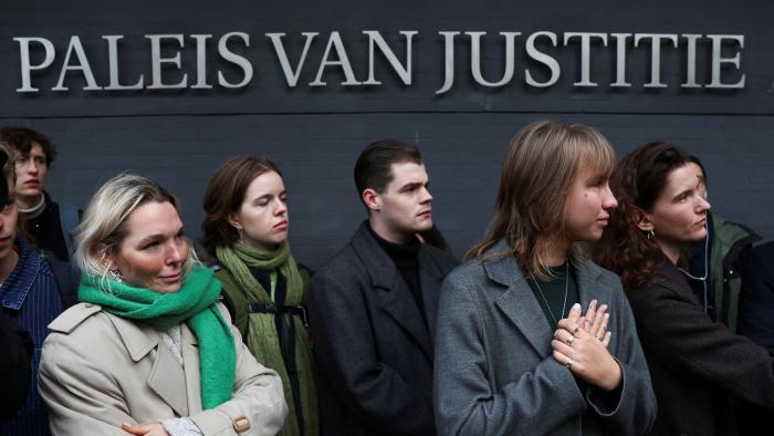 Winnie Oussoren, President Milieudefensie Jong reacts after a Dutch court ruled in Shell's appeal over a 2021 court order to drastically deepen planned greenhouse gas emission cuts, in The Hague, Netherlands November 12, 2024. REUTERS/Yves Herman