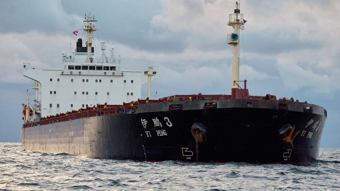 The Chinese ship, the bulk carrier Yi Peng 3 is anchored and being monitored by a Danish naval patrol vessel (unseen) in the sea of Kattegat, near the City og Granaa in Jutland, Denmark, on November 20, 2024. Denmark's navy said on November 20, 2024 it was shadowing a Chinese cargo vessel in the Baltic Sea, a day after Finland and Sweden opened investigations into suspected sabotage of two severed undersea telecoms cables. "The Danish Defence can confirm that we are present in the area near the Chinese ship Yi Peng 3," the military wrote in an email to AFP, adding that it would make no further comment for the time-being. (Photo by Mikkel Berg Pedersen / Ritzau Scanpix / AFP) / Denmark OUT (Photo by MIKKEL BERG PEDERSEN/Ritzau Scanpix/AFP via Getty Images)