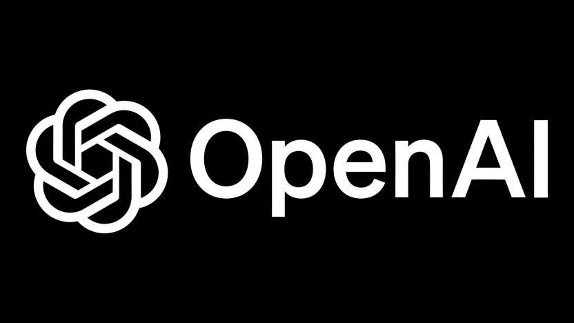 OpenAI logo, white lettering against a black background.