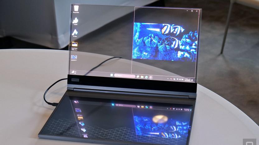 Lenovo's Project Crystal Concept device is said to be the world's first laptop with a transparent microLED display. 