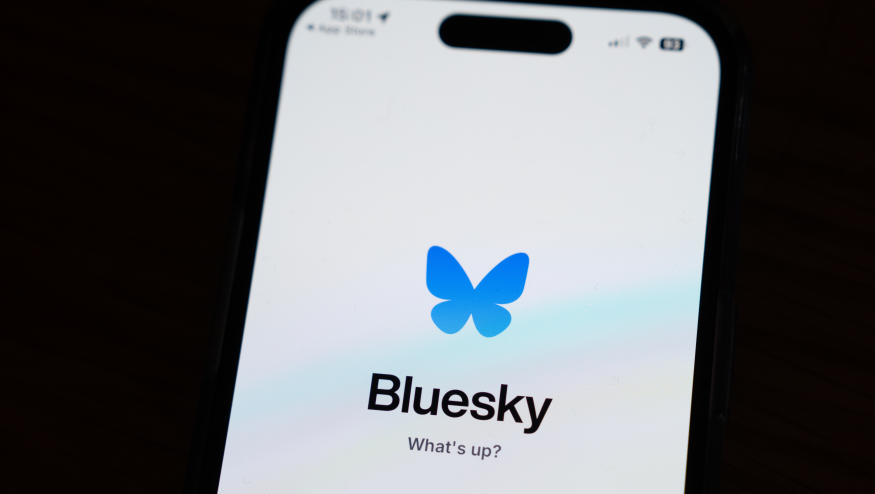 LONDON, ENGLAND - NOVEMBER 22: In this photo illustration, the Bluesky social media platform logo is displayed on an iPhone on November 22, 2024 in London, England. The social media app Bluesky has seen its user base increase by over 5.5 million since the U.S. Presidential elections as some people leave rival X, which is owned by Elon Musk. (Photo by Carl Court/Getty Images)