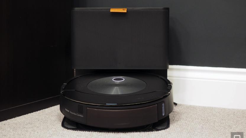 Image of the Roomba Combo J7+, complete with Clean Base.