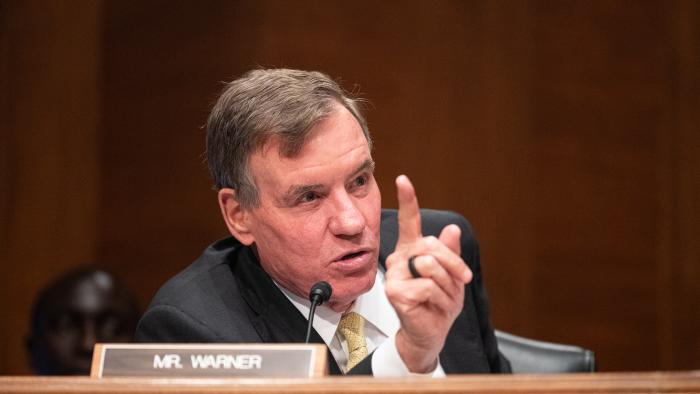 WASHINGTON - JUNE 12: Sen. Mark Warner, D-Va., speaks during the Senate Banking, Housing and Urban Affairs Committee hearing on "The Consumer Financial Protection Bureau's Semi-Annual Report to Congress" on Wednesday, June 12, 2024. (Bill Clark/CQ-Roll Call, Inc via Getty Images)