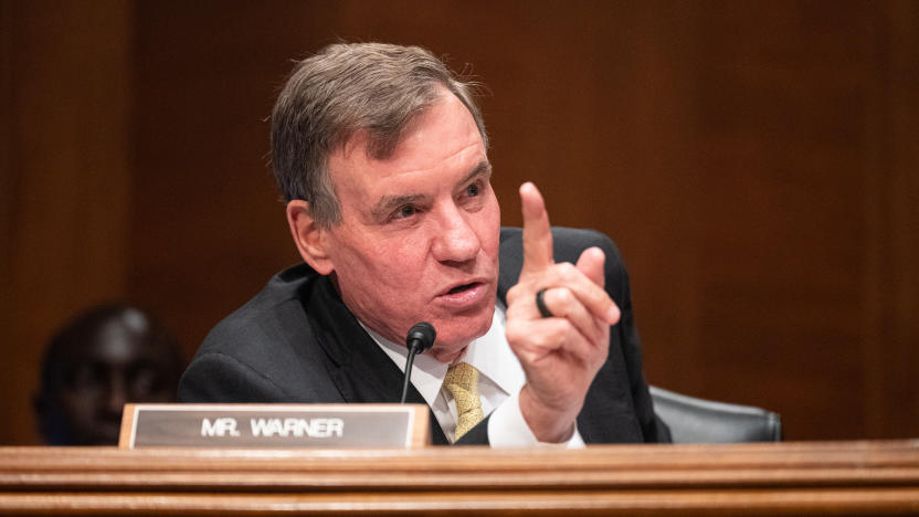 WASHINGTON - JUNE 12: Sen. Mark Warner, D-Va., speaks during the Senate Banking, Housing and Urban Affairs Committee hearing on "The Consumer Financial Protection Bureau's Semi-Annual Report to Congress" on Wednesday, June 12, 2024. (Bill Clark/CQ-Roll Call, Inc via Getty Images)